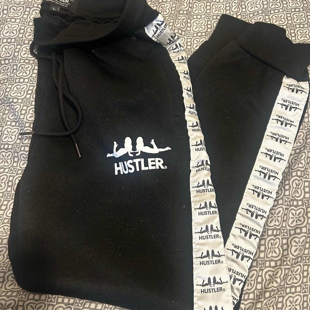 Hustler Hollywood 
Black Joggers with Logo Tape